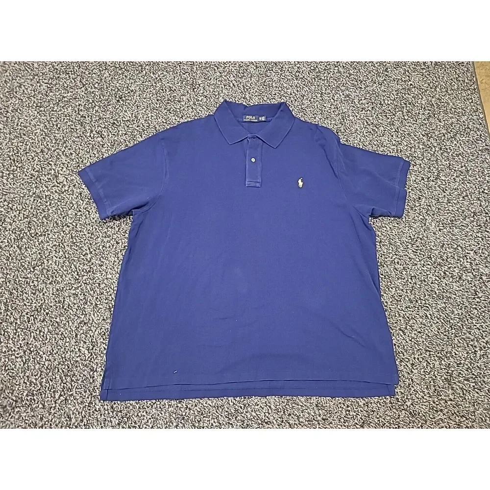 Polo Ralph Lauren Polo Shirt Adult‎ 3XB BIG Blue Casual Cotton Short Sleeve Men